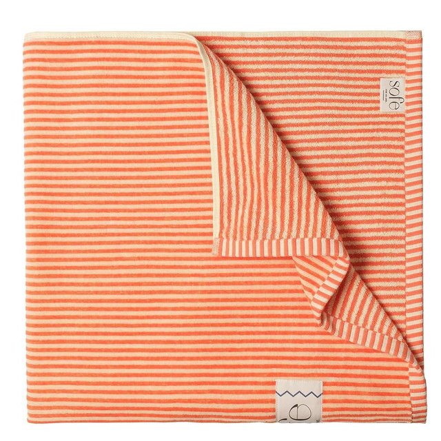 SOFE H&L | Playa Velour Large Beach Towel Pack of 1 (35” x 70”) Striped - Mustard | Thick, Premium, Fade Resistant, Durable | Luxury Resort Quality Pool Towel, Turkish Beach Towel with Shoulder Strap