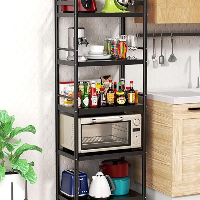 Kitchen Baker's Rack, iBune 5-Tier Heavy Duty Shelving Unit Storage Shelf with Rolling Wheels , Adjustable Shelving Metal Storage Rack for Kitchen Living Room Office (23.6 L x 14.6 W x 53.1 H)