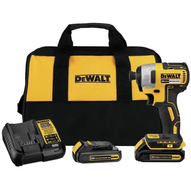 DEWALT 20-Volt Max 1/4-in Variable Speed Brushless Cordless Impact Driver (2-Batteries Included)