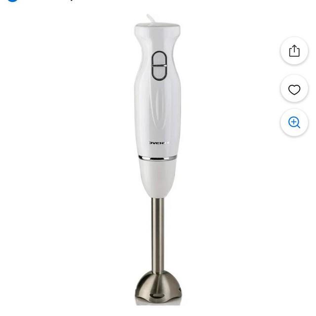 OVENTE Electric Immersion Hand Blender, 2 Mixing Speed w/ Stainless Steel Blades, White HS560W