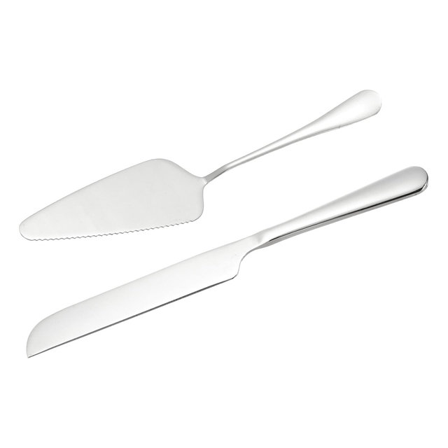 Unique Bargains Wedding Cake Knife Cutting and Server Set 1 Set 2 Pcs Silver