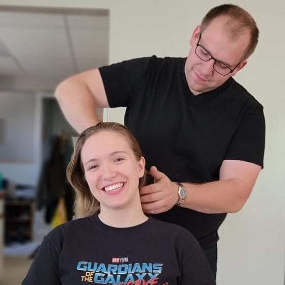 Sarah loves having her hair brushed...and Adam loves to serve her!