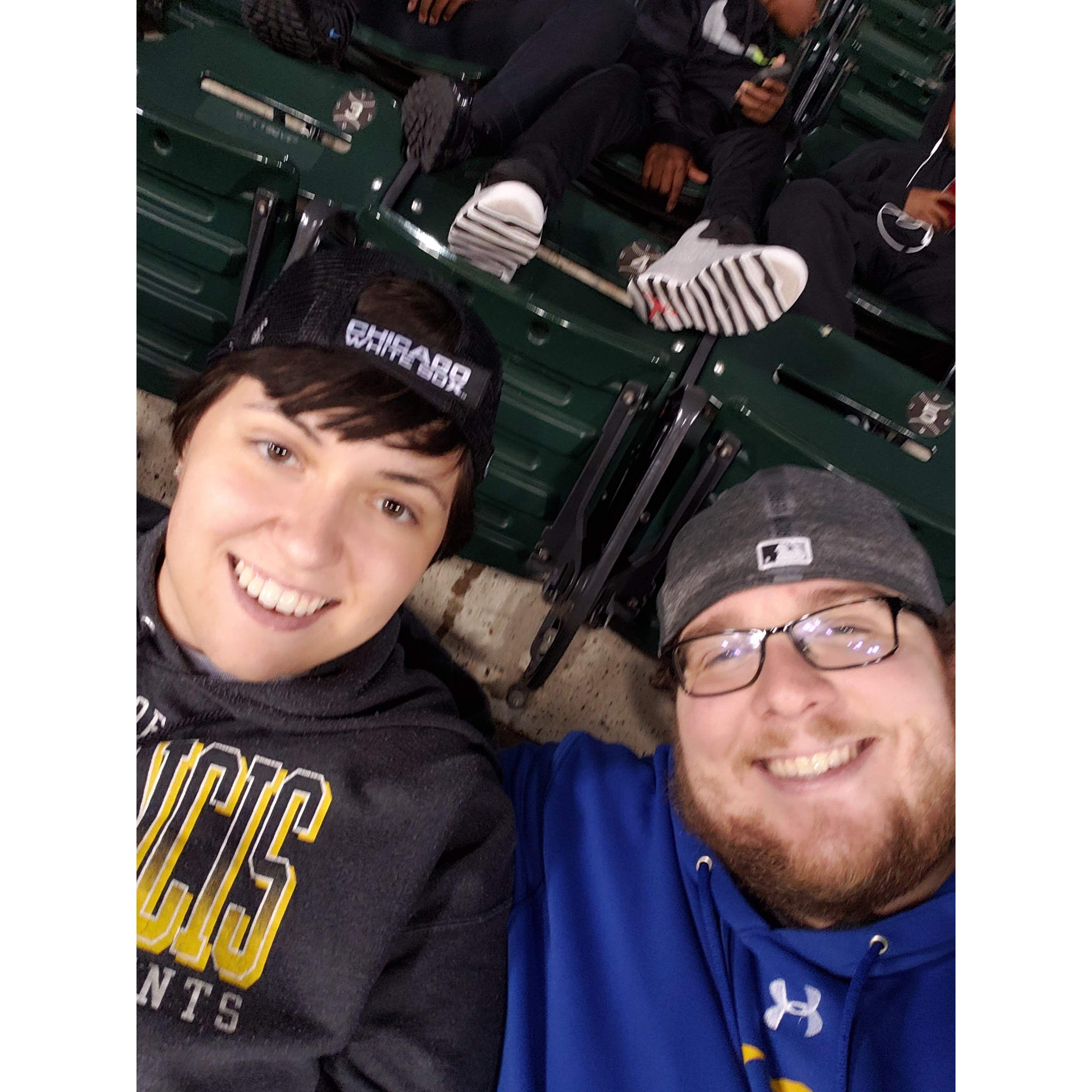 Forced Sara to wear a White Sox hat at the game with me - she got me back later