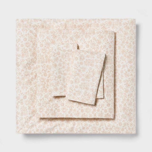 King Microfiber Sheet Set Orange Dusk Ditsy Floral - Room Essentials™