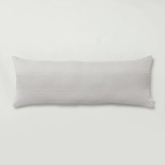 16x42 Slub Center Stripe Oversized Lumbar Bed Pillow Sour Cream