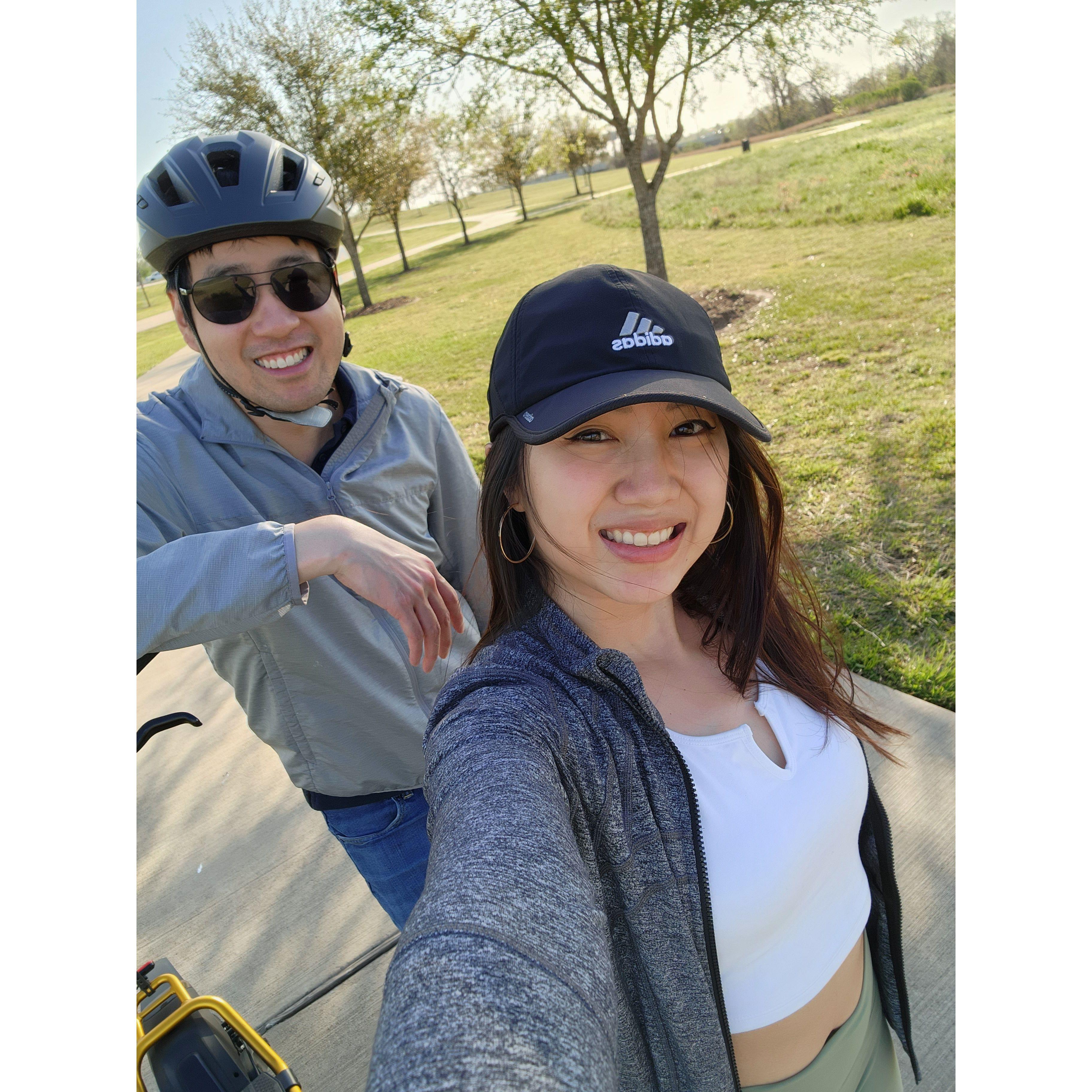 One of Alfred's favorite things to do is to explore the city on his electric scooter. He actually proposed after they scootered to downtown on July 4th! You can see his yellow Kaabo Wolf King here!