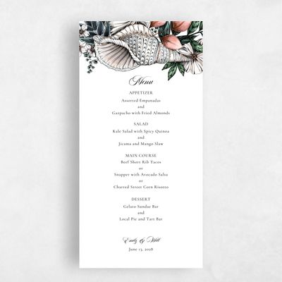 Pink Greenery Wedding Menu - Oahu