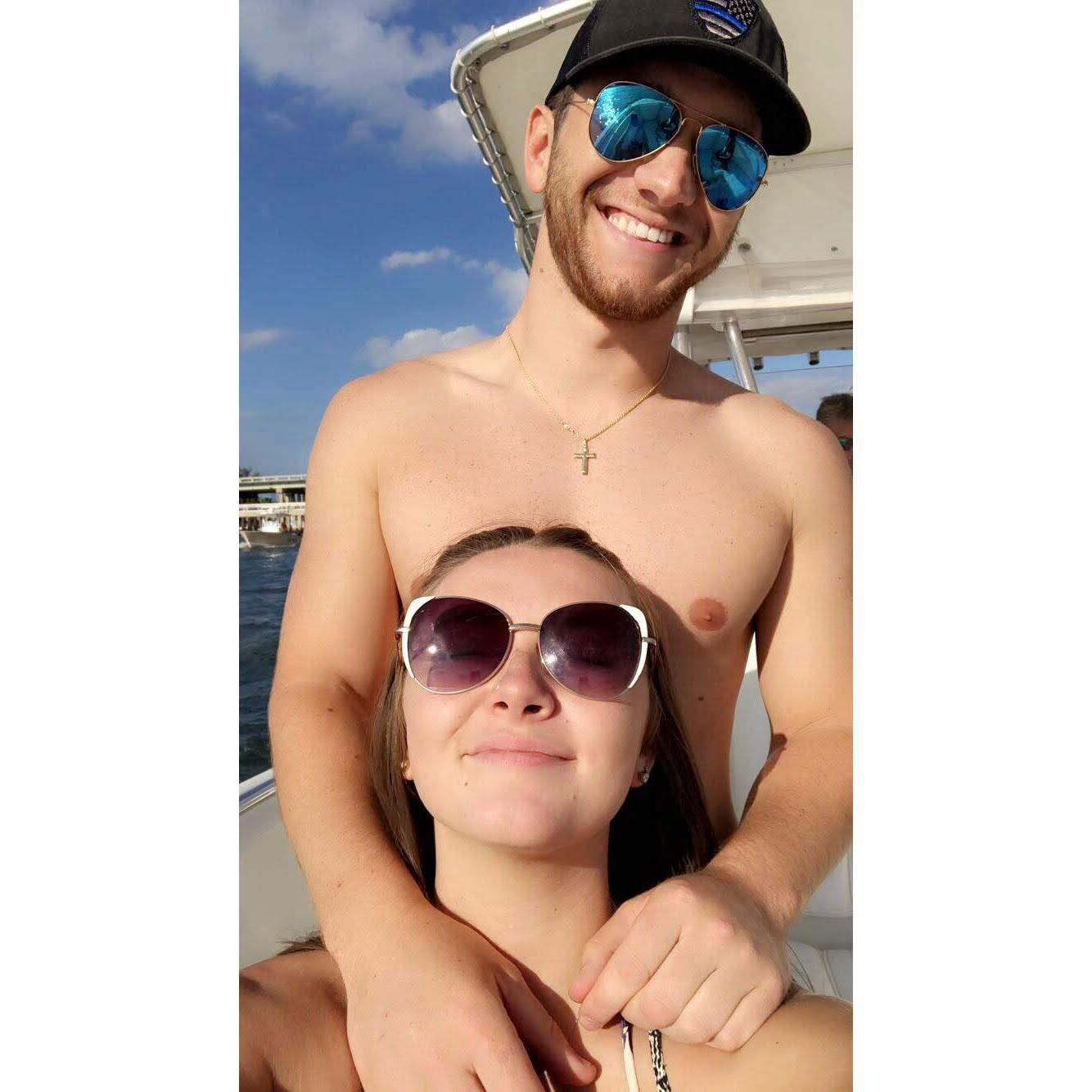 One of our very first pictures together out on a boat in the sunshine. Forever Floridians!