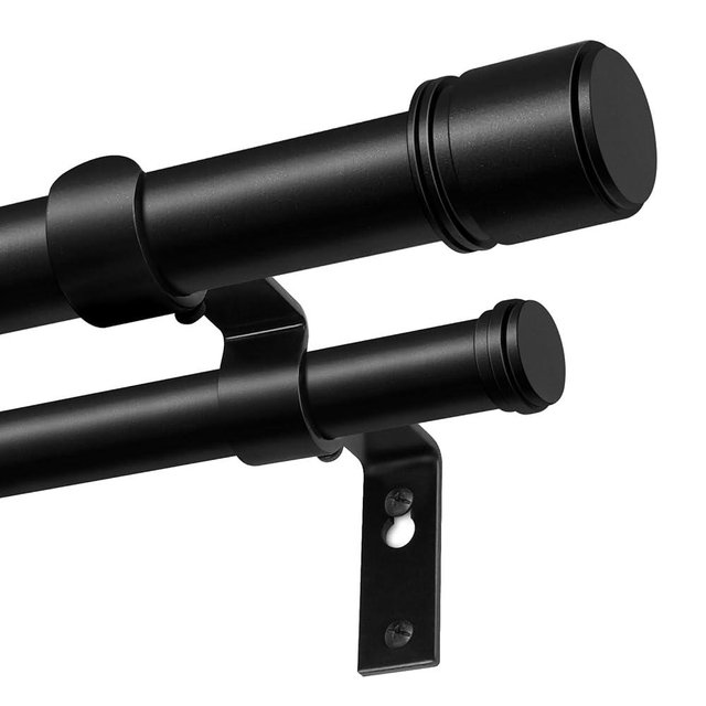 Double Curtain Rod 36 to 72 Inch, HOTOZON 1 Inch Heavy Duty Double Curtain Rods for Windows 24 to 68 Inches(2-5.6 ft), Telescoping Drapery Rod with Simple End Finials, Black