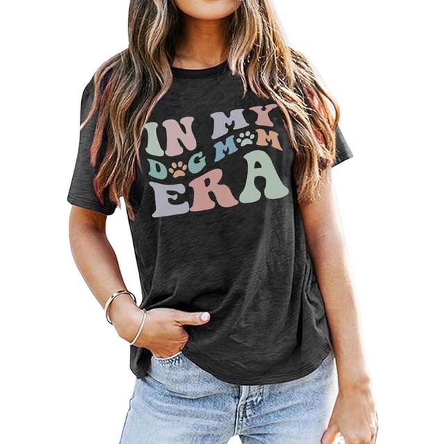 in My Dog Mom Era Shirt Women Funny Paw Print Dog Lover Gift Tee Cute Dog Mom Short Sleeve T-Shirt Tops