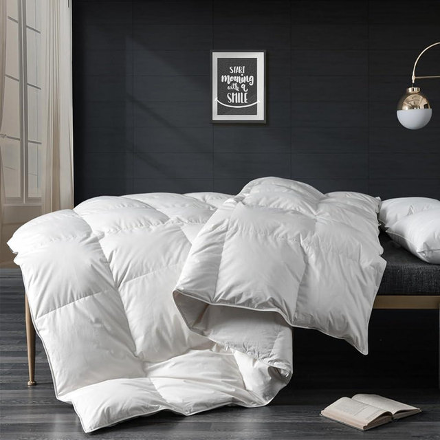 APSMILE Lightweight Feather Down Comforter King Size - Thicker Warmest Duvet Insert for Hoter Weather/Sleepers (106x90, Ivory White)