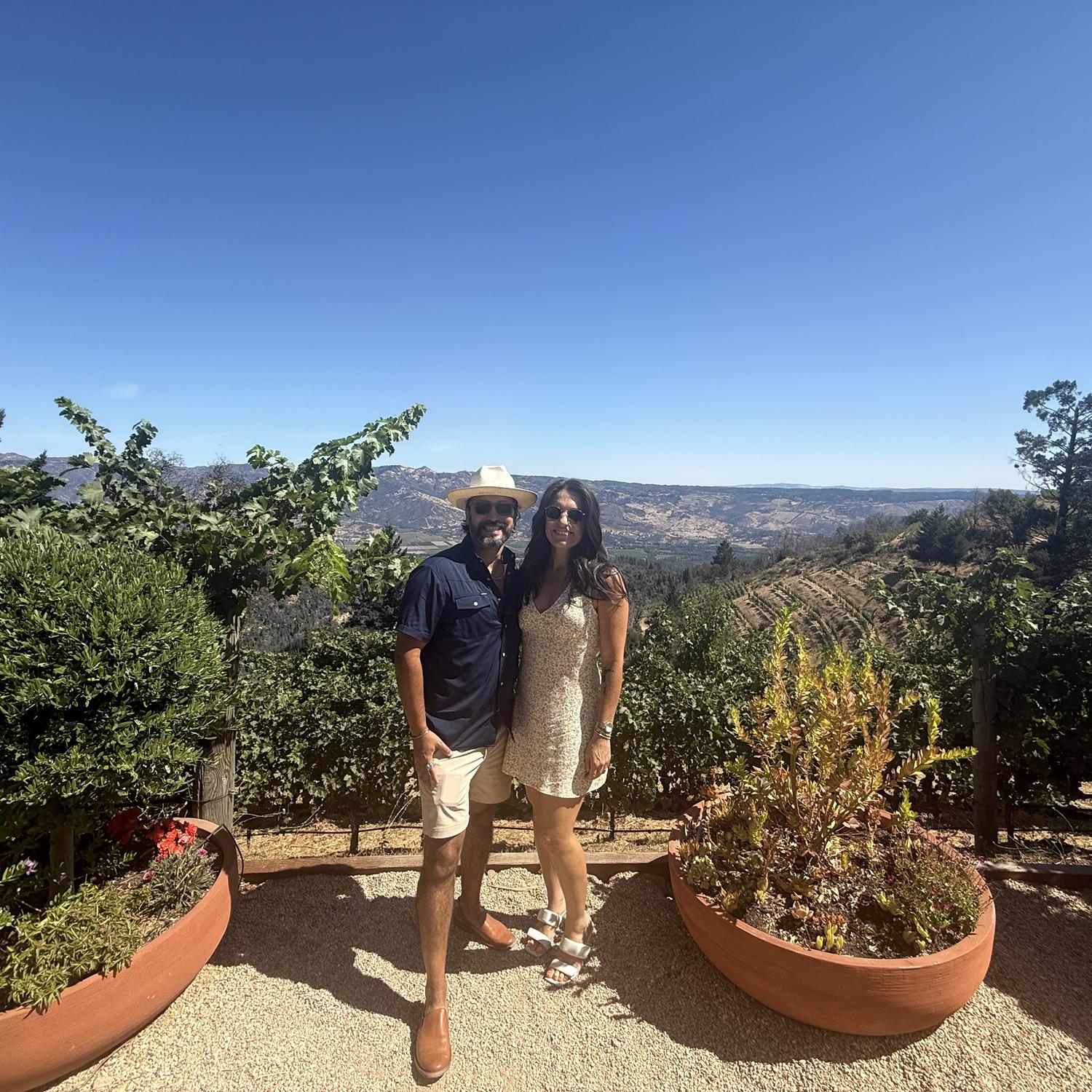 Engagement surprise trip in Napa at Alpha Omega Winery