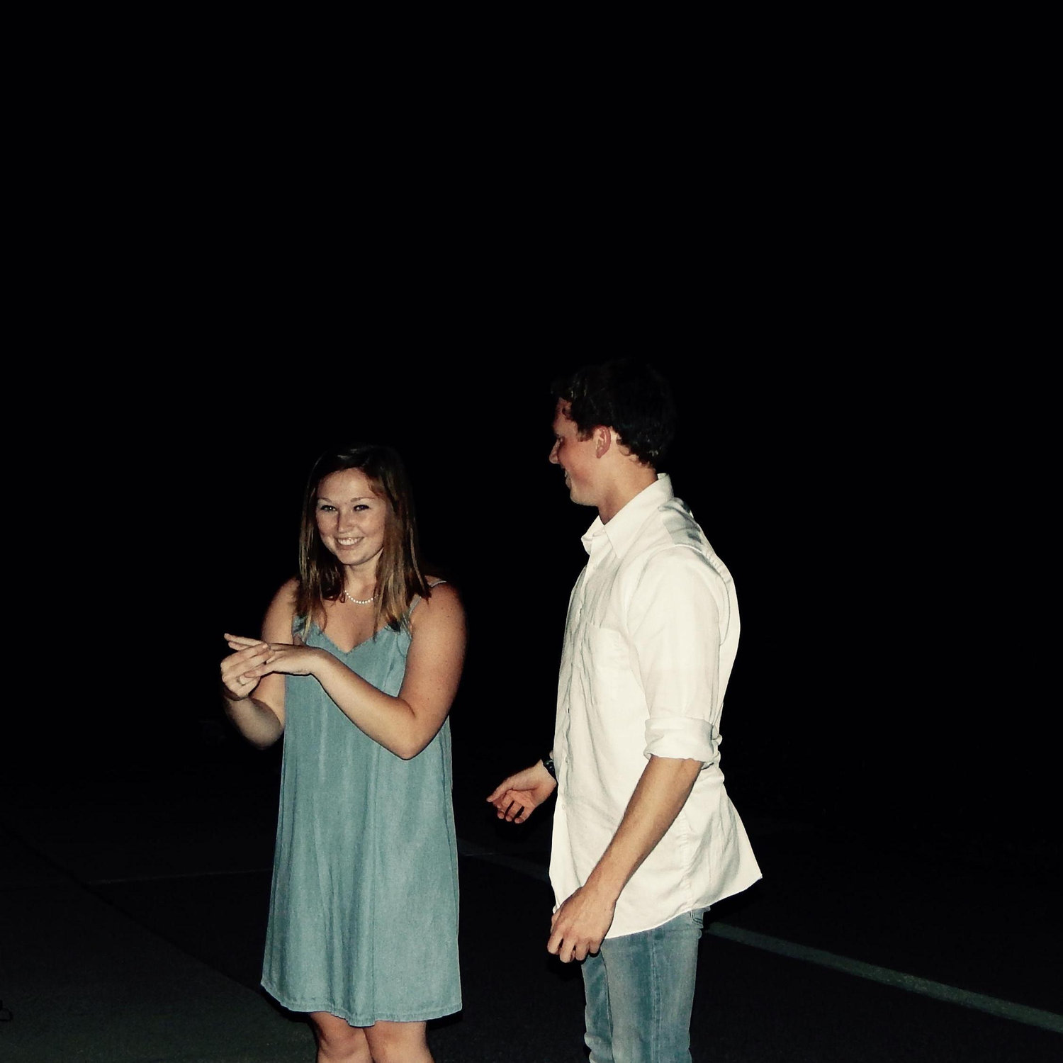 Hannah adjusting the ring.