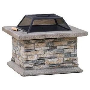 Crestline 29" Concrete Wood Burning Fire Pit - Square - Natural Stone - Christopher Knight Home