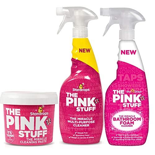 Stardrops - The Pink Stuff - The Miracle Cleaning Paste, Multi-Purpose Spray, And Bathroom Foam 3-Pack Bundle (1 Cleaning Paste, 1 Multi-Purpose Spray, 1 Bathroom Foam)