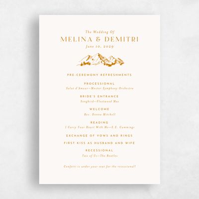 Nutmeg, Orange Wedding Program - Crispin