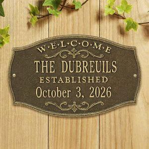 Brookfield Welcome Personalized Aluminum Plaque - Antique Brass