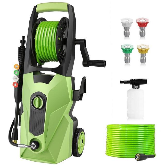 Commowner 4800 PSI Electric Pressure Washer 2024 Newest 2.8 GPM Professional High Power Washer with 33ft Pressure Hose, 4 Nozzle and Detergent Tank for Cars, Fences, Patio, Upgraded Green