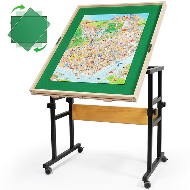 ALL4JIG 2000 Pieces Puzzle Board for Adults Gifts, Wooden Jigsaw Puzzle Table with 4 Drawers, 360°Rotating Panel & Locking Knob, Vertical Usage Option
