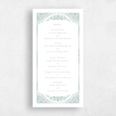 Iceberg, Blue Wedding Menu - Reed