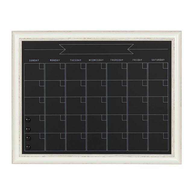 28.88" x 1.11" Macon Framed Magnetic Chalkboard Monthly Calendar White - Kate and Laurel