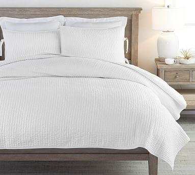 Pick-Stitch Handcrafted Cotton Linen Quilt - White/Queen