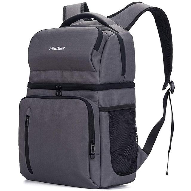 ADRIMER Cooler Backpack, Large Backpack Cooler, Fishing Backpack with Cooler, Double Deck Backpack Lunch Box for Men Women to Hiking, Work, Beach, Travel