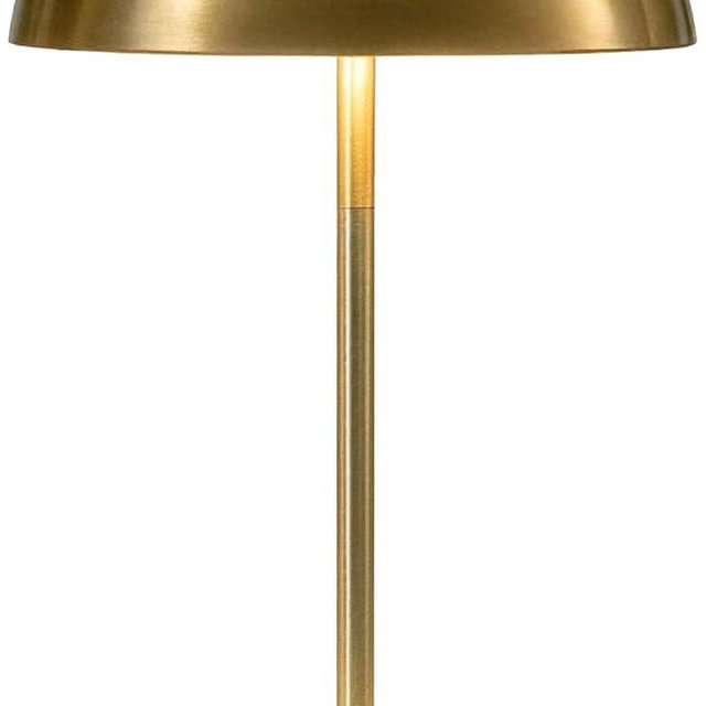 Portable LED Mushroom Table Lamp, Cordless Gold Table Lamp with 3 Color Stepless Dimming, Touch Control, Adjustable Height, Touch Lamp for Nightstand, Bedroom, Coffee Table, Bar, Restaurant, Wedding