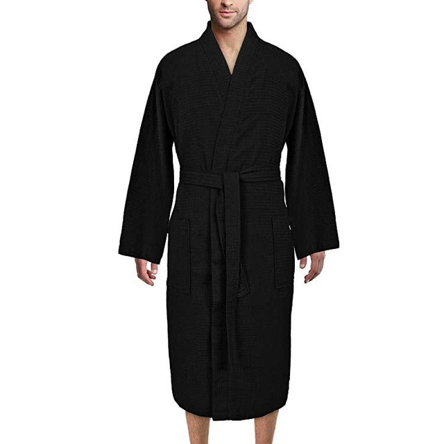 Turkish Linen Waffle Knit Lightweight Kimono Spa & Bath Robes for Men - Quick Dry - Soft