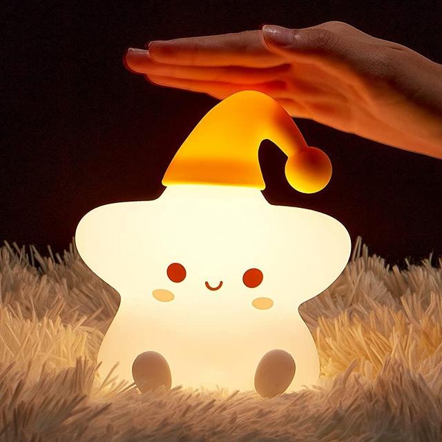 One Fire Night Light for Kids Room, Star Baby Night Light Kids Night Light, Color Changing Rechargeable Toddler Girls Cute Night Light, Silicone Nursery Kids Cute Lamp, Kawaii Room Decor Kid Cute Gift