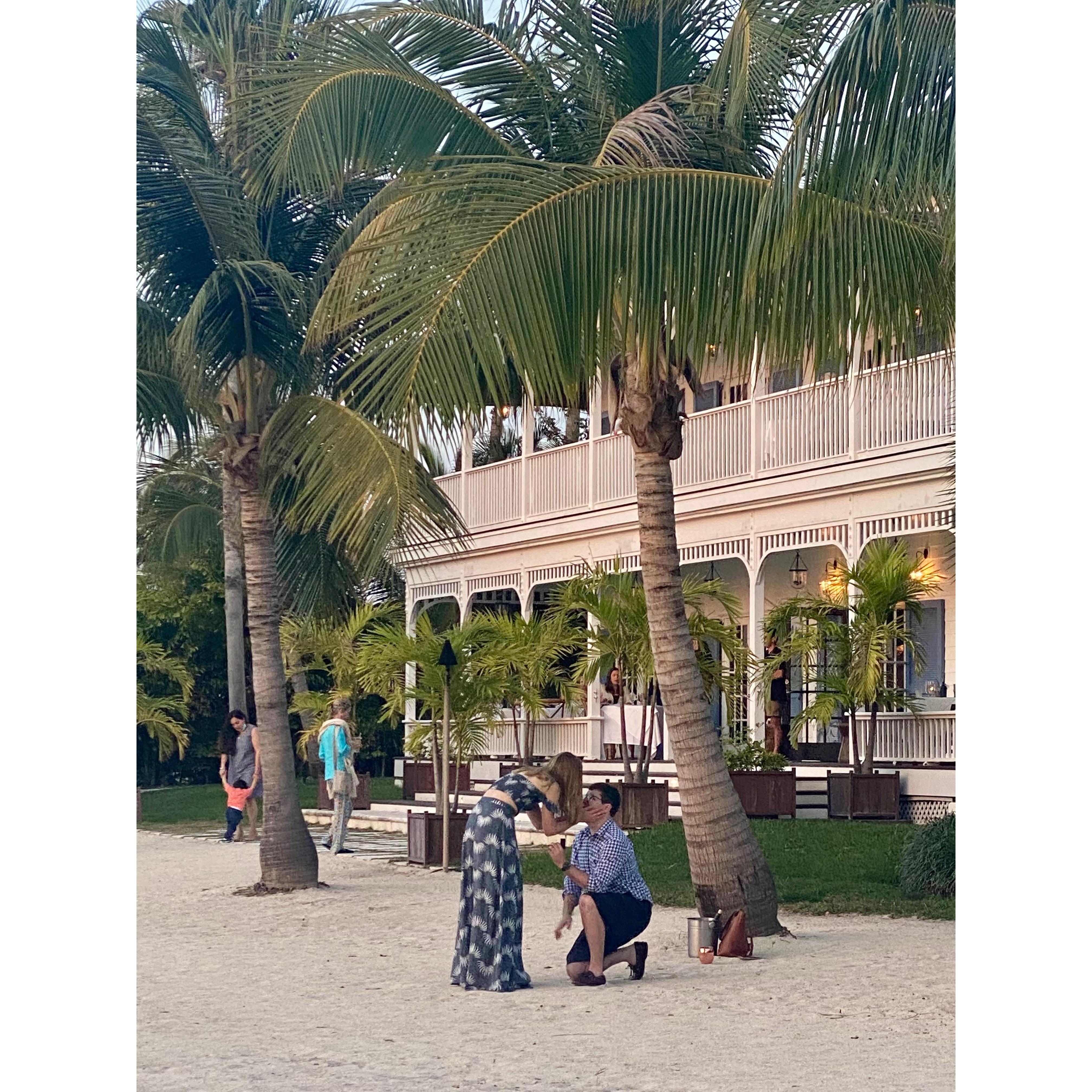 Dan proposed to Eason on Islamorada, on a beach at sunset, on April 15th 2021. She said yes!
