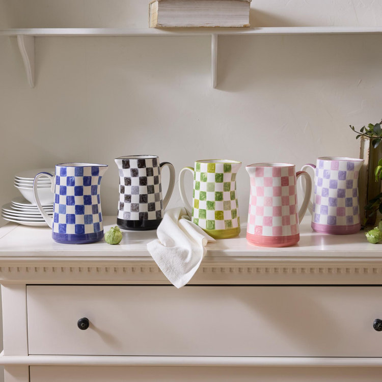 MacKenzie-Childs, Check Stoneware Pitcher | Zola
