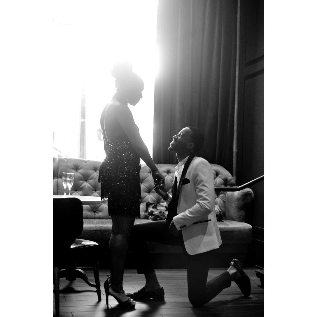The moment he popped the question!