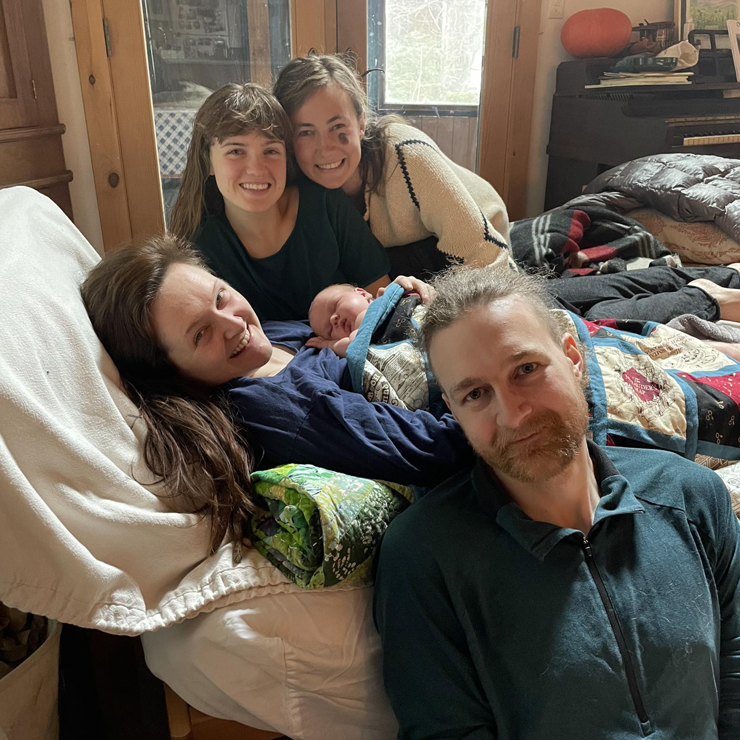 Postpartum visit to Vermont to meet our god-son Salix— he was born on Morgan’s birthday! With Adair and papa Arris.