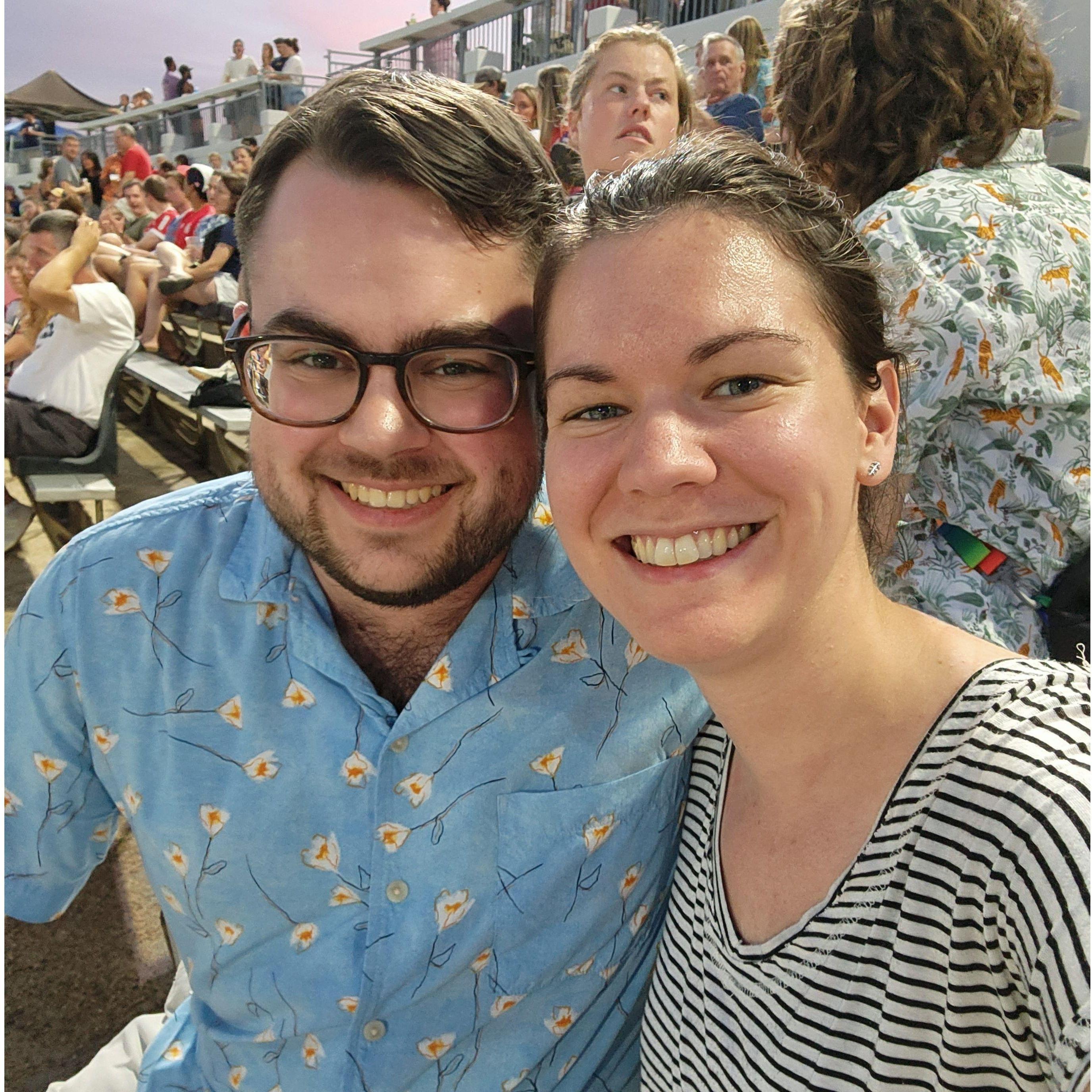 One of our earliest dates, to watch a livestream of the US Women's World Cup match!