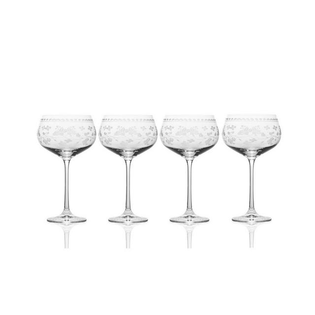 Mikasa Vintage-like Floral Red Wine Glasses, Set of 4