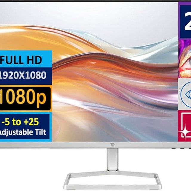 HP 527sw Monitor (Replaces Model m27fw) with 75Hz IPS, 27 inch FHD, Anti-Glare,Flicker-Free, 300 nits Display, Adjustable tilt,1 VGA, 2 HDMI, 99% sRGB Color, (2025 Model), w/Dockztorm Hub