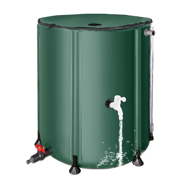 FAMIROSA 50 Gallon / 200L Collapsible Rain Barrel, Foldable PVC Rain Barrels to Collect Rainwater from Gutter, Portable Water Storage Tank Container with Spigot, Water Catcher Collector Green