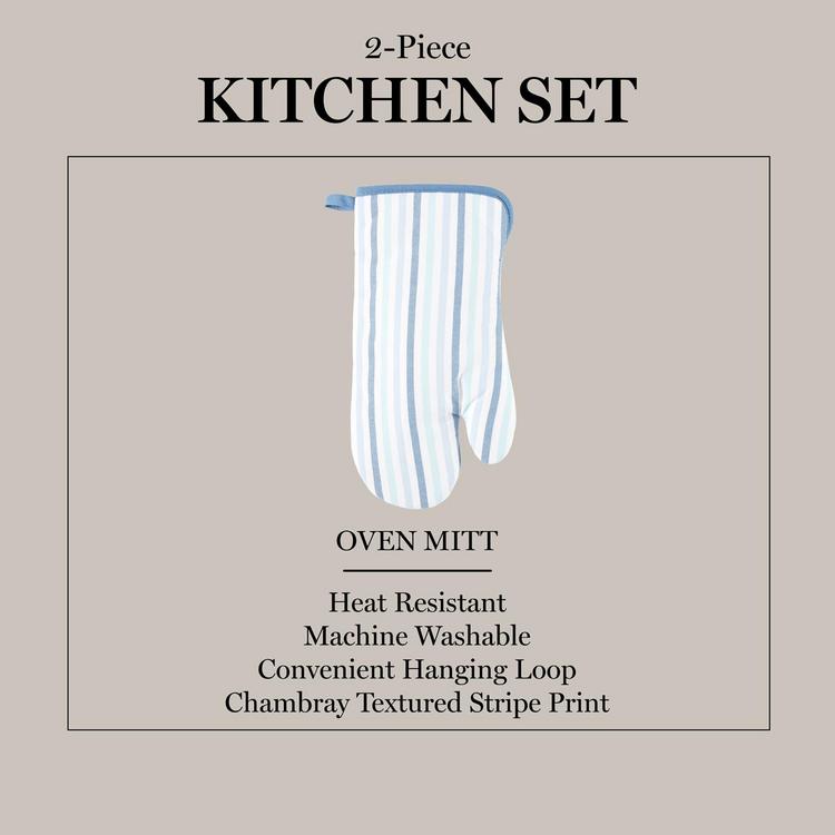 Martha Stewart Daisy Stripe Green Cotton Oven Mitt (Set of 2)