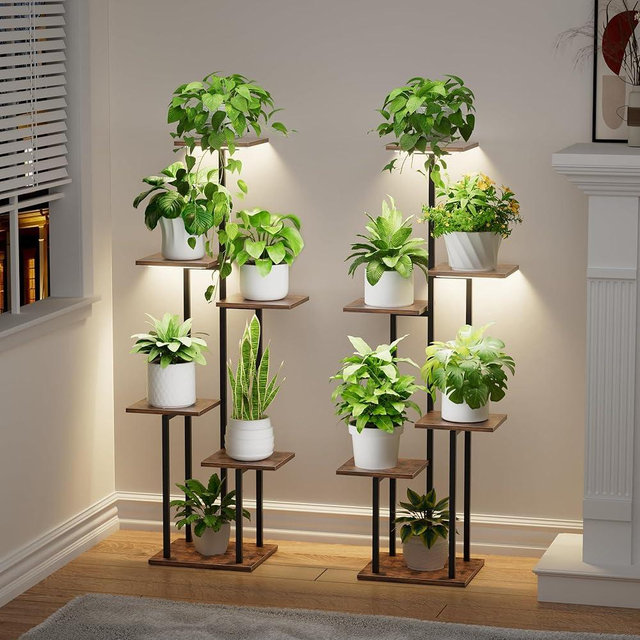 Plant Stand Indoor with Grow Light - 2 Pack Metal Plant Shelf for Indoor Plants Multiple, 6 Tiered Corner Plant Stand Shelves, Plant Rack Display Flower Holder for Living Room Patio Balcony Décor