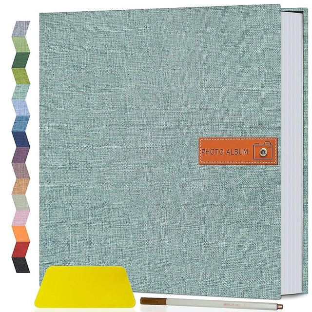 Popotop Large Photo Album Self Adhesive 4x6 5x7 8x10 Scrapbook Album DIY Picture Book,Gifts for Mom,Family Baby and Wedding,with Metal Pen and Plastic Board