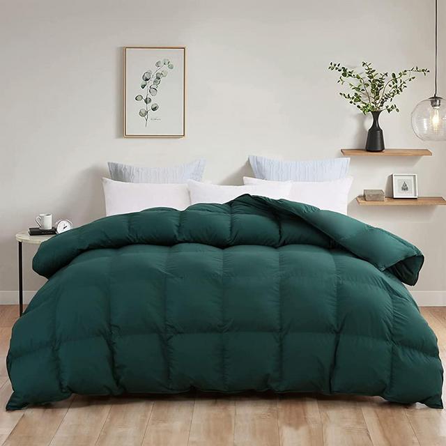 L LOVSOUL Goose Down Comforter Queen All Season Duvet Insert Green Down Comforter 1200 Thread Count 700+ Fill Power 100% Egyptian Cotton Comforter 90x90Inches