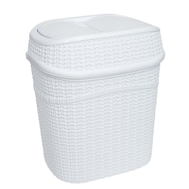 Bath Bliss Sailor Knot Swing Top Waste Bin | Dimensions: 11.22" x 8.27" x 12.6" | 9.5 Liter | Swing Top | Sailor Knot Design | Great for Bathroom | Office | Bathroom Accessories | White