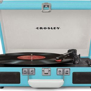 Crosley CR8005D-TU Cruiser Deluxe Portable 3-Speed Turntable with Bluetooth, Turquoise
