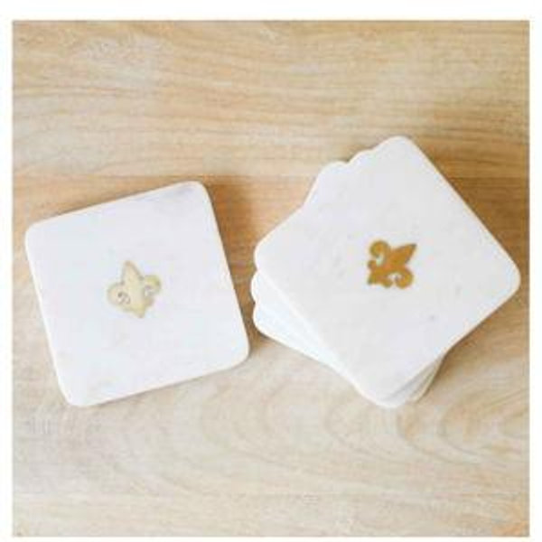 Fleur de Lis Marble Coasters (set of 4)
