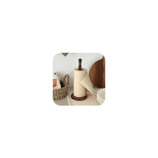 Wood Paper Towel Holder, Vintage Wooden Countertop Paper Towel Holders for Kitchen Roll Holder, Paper Towel Holder for Kitchen Roll Organize, Free-Standing Kitchen Roll Holder with Wood Base
