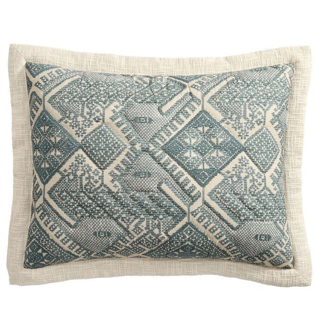 Fez Handcrafted Reversible Quilted Sham, Blue, Standard