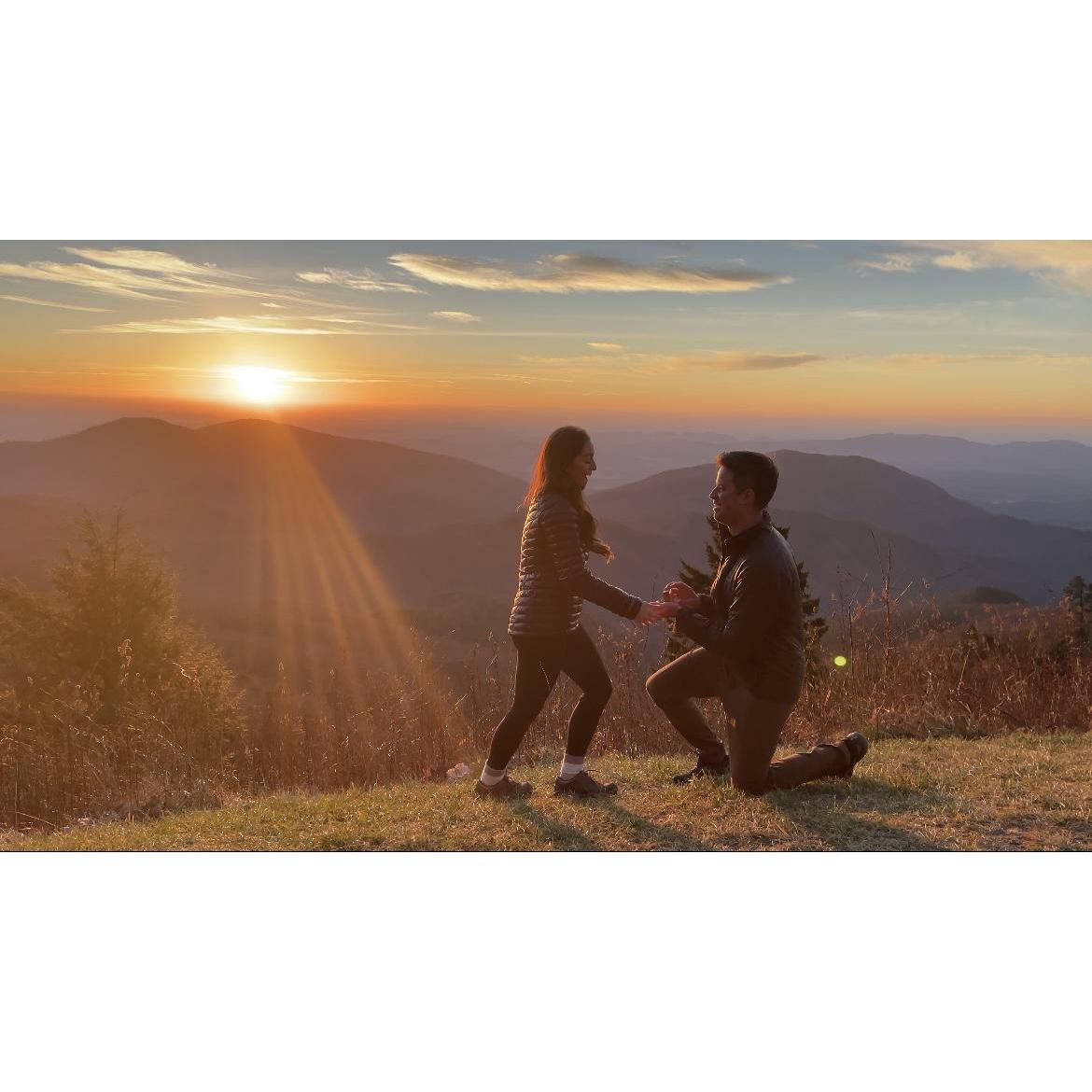 Our sunrise proposal in Asheville, North Carolina.