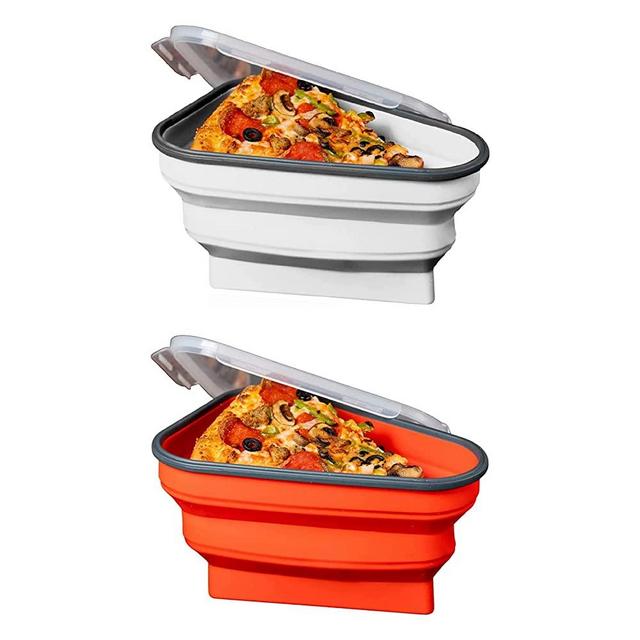 Fotrsta Reusable Pizza Storage Container , 2pack The Perfect Pizza Pack with Reheatable Serving Trays - Adjustable Pizza Slice Container to Organize