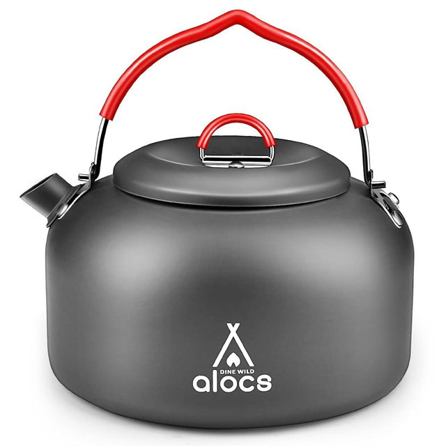 Alocs 1.4L Camping Kettle, Portable Camping Tea Kettle with Carry Bag, Compact Lightweight Teapot Coffee Pot for Outdoor Hiking Camping Picnic